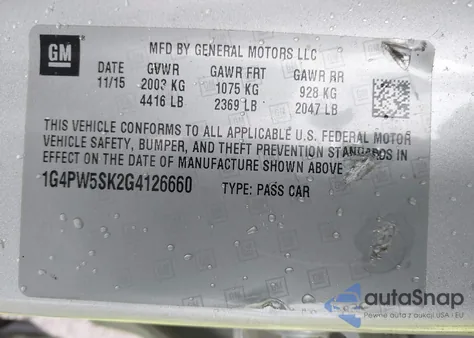 2016 Buick Verano Sport Touring Group from USA, damaged, VIN 1G4PW5SK2G4126660